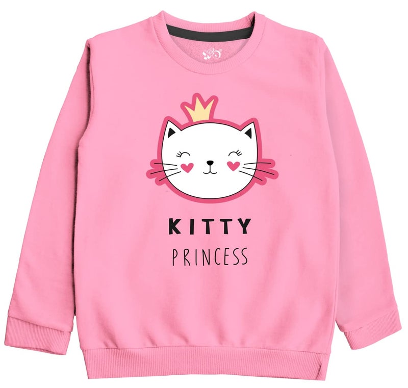 minicult Cotton Printed Sweatshirts for Boys and Girls Ideal for Light Winter(Pack of 1)(Pink Kitty)(15-16 Years) - Image 5