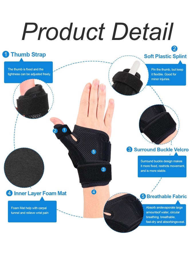 Adjustable Thumb Spica Splint Brace Right Left Hand Women and Men  with Thumb Support Pain Relief for Arthritis Tendonitis Carpal Tunnel Pain Relief and Thumb Sprain, Sport Sprain  Daily Activity Protection Black - Image 2