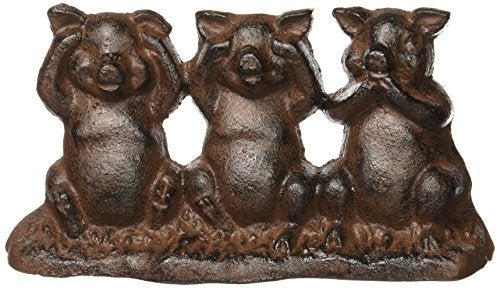Upper Deck Hear No Evil, See No Evil, Speak No Evil Cast Iron Pigs Door Stop - Image 4