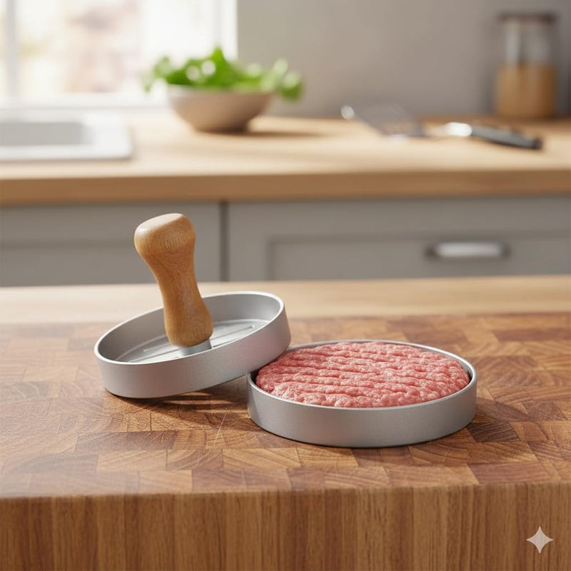 Generic, Hamburger Press, Smash Burger Press, Aluminium Burger Patty Press, Patty Maker, Burger Pattie Press, Smashed Burger Press for Hamburger Patties BBQ - 12 cm, with Non-Stick Coating, 30000 - Image 3