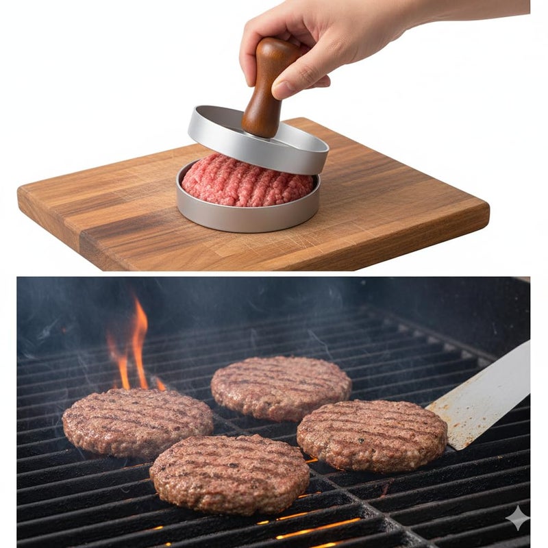 Generic, Hamburger Press, Smash Burger Press, Aluminium Burger Patty Press, Patty Maker, Burger Pattie Press, Smashed Burger Press for Hamburger Patties BBQ - 12 cm, with Non-Stick Coating, 30000 - Image 2