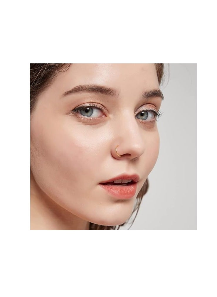 Generic Hoop Cartilage Earring Fake Earrings Nose Rings Septum Nose Ring small for Women Men Girls 2 pcs (gold)  - Image 2