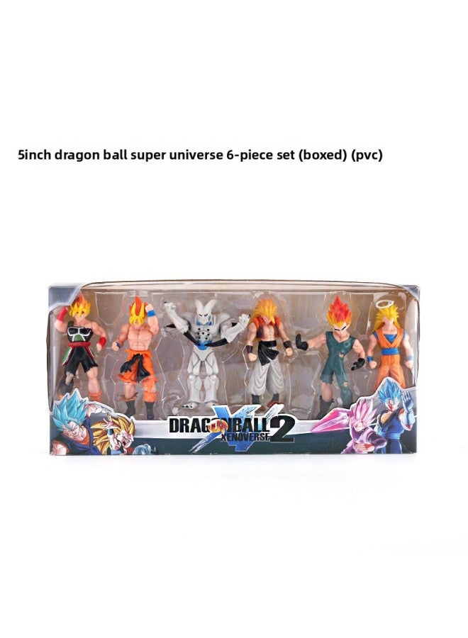 نسخة ممتازة من ألعاب Dragon Ball Super Universe للأطفال من PVC، 6 ألعاب نموذجية متحركة من Dragon Ball باللون الأصفر للبيع بالجملة - اللون: 5 بوصة مجموعة Dragon Ball Super Universe المكونة من 6 قطع ( - Image 2