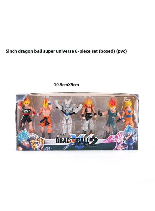 نسخة ممتازة من ألعاب Dragon Ball Super Universe للأطفال من PVC، 6 ألعاب نموذجية متحركة من Dragon Ball باللون الأصفر للبيع بالجملة - اللون: 5 بوصة مجموعة Dragon Ball Super Universe المكونة من 6 قطع ( - Image 1
