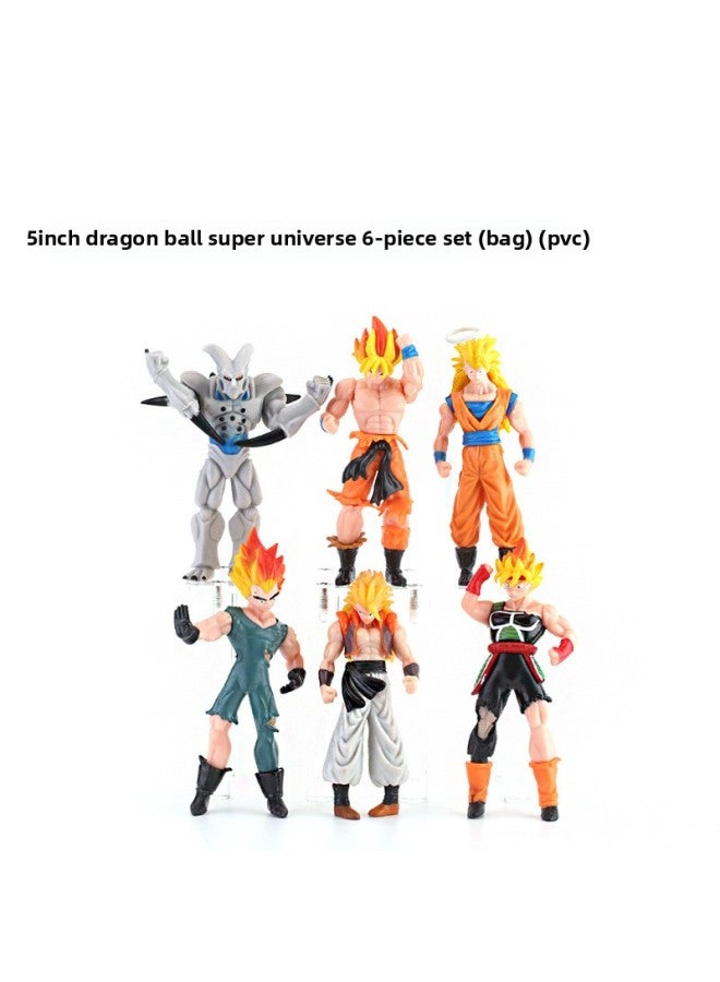 نسخة ممتازة من ألعاب Dragon Ball Super Universe للأطفال من PVC، 6 ألعاب نموذجية متحركة من Dragon Ball باللون الأصفر للبيع بالجملة - اللون: 5 بوصة مجموعة Dragon Ball Super Universe المكونة من 6 قطع ( - Image 3