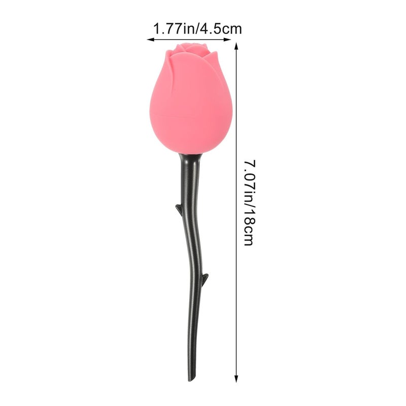 Rose Petal Lid Foundation Brush Soft Bristles Makeup Tool Face Cosmetic Applicator for Lightweight Coverage and Travel Use - Image 2