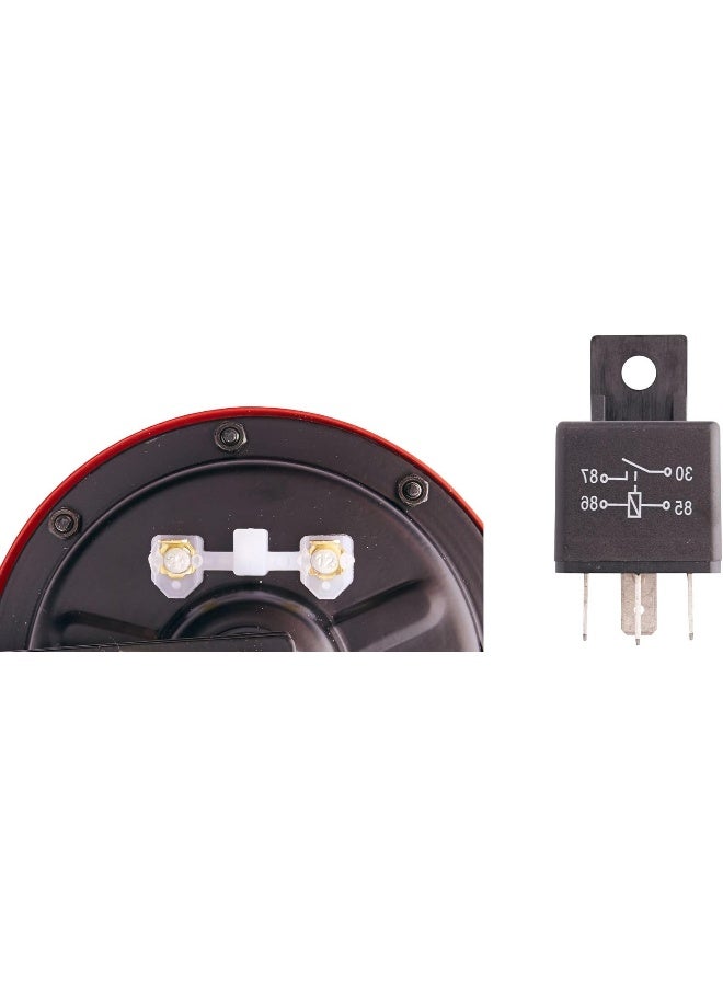 HELLA مجموعة بوق هيللا 003399801 سوبرتون 12 فولت بوق عالي/منخفض مع شبكة حماية حمراء - Image 5