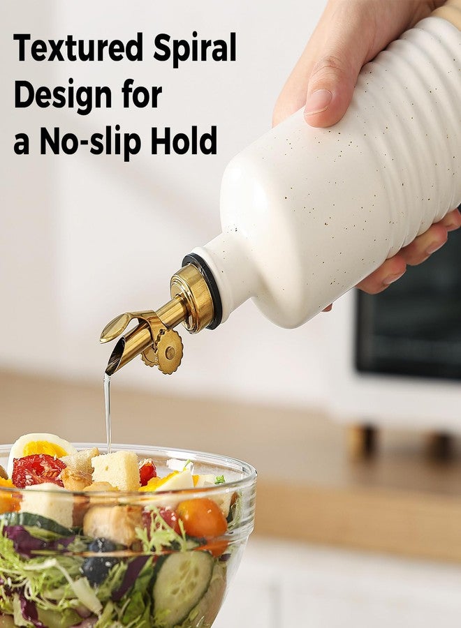 Frewinky 16.9oz Olive Oil Dispenser Bottle with Funnel, Ceramic Oil Dispenser for Kitchen, White Cooking Oil Dispenser for Storage Oil, Vinegar, Syrups & Other Liquids, Set of 2 - Image 2