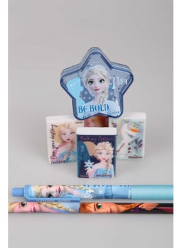 Disney Licensed Elsa Frozen Tip Pen 0.7 Mm, Star Design Pencil Sharpener, Eraser and Pencil Set  - Image 2