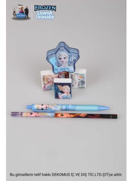 Disney Licensed Elsa Frozen Tip Pen 0.7 Mm, Star Design Pencil Sharpener, Eraser and Pencil Set  - Image 1
