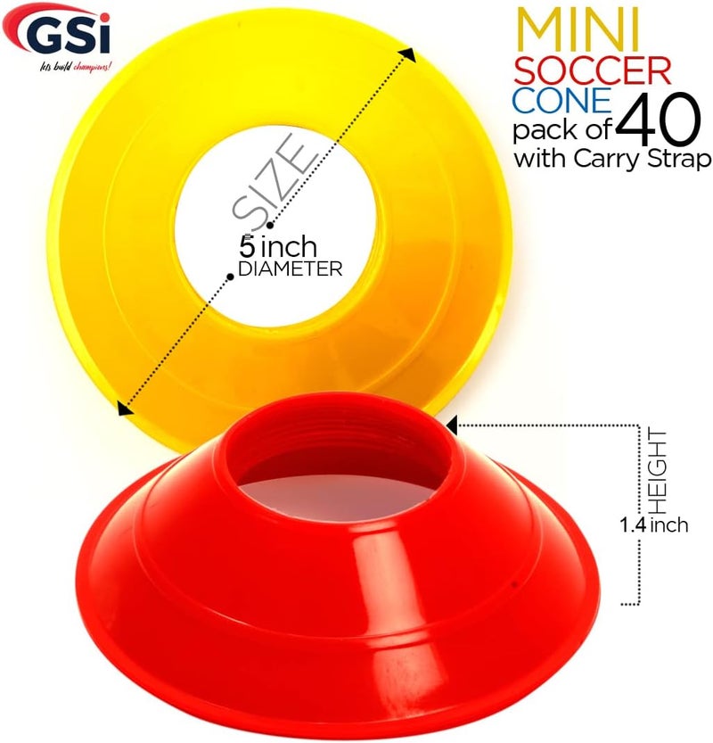 GSI Sports Training Cones for Agility Drills – Soccer & Basketball Multi-Sport Field Markers, Durable Flexible Cones in Multiple Shapes & Packs (20–80 Pack) - Image 2