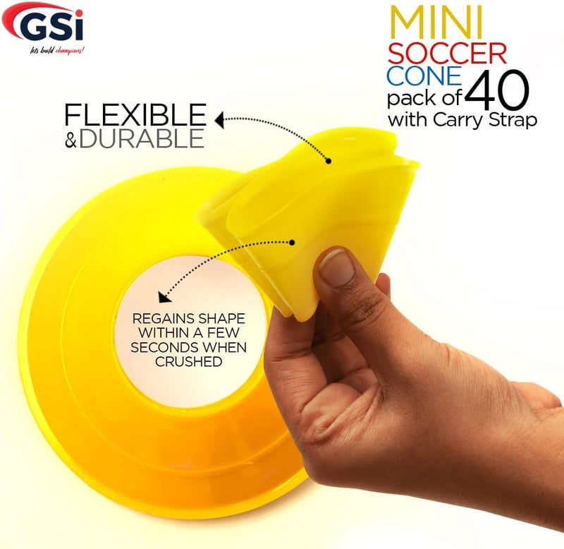 GSI Sports Training Cones for Agility Drills – Soccer & Basketball Multi-Sport Field Markers, Durable Flexible Cones in Multiple Shapes & Packs (20–80 Pack) - Image 4