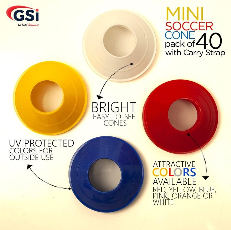 GSI Sports Training Cones for Agility Drills – Soccer & Basketball Multi-Sport Field Markers, Durable Flexible Cones in Multiple Shapes & Packs (20–80 Pack) - Image 5