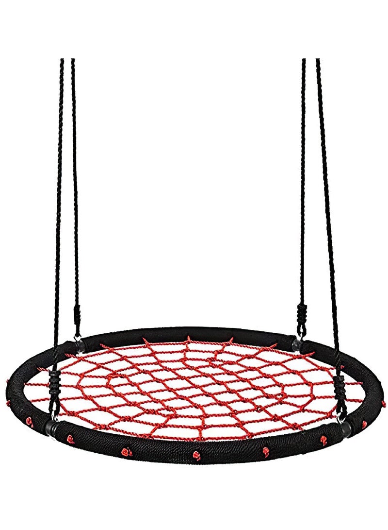 Funz Nest Web Net Tree Swing with Detachable Nylon Rope Durable Steel Frame, Max 300kg For Kids Outdoor, Backyard, Playground Red Color - Image 1