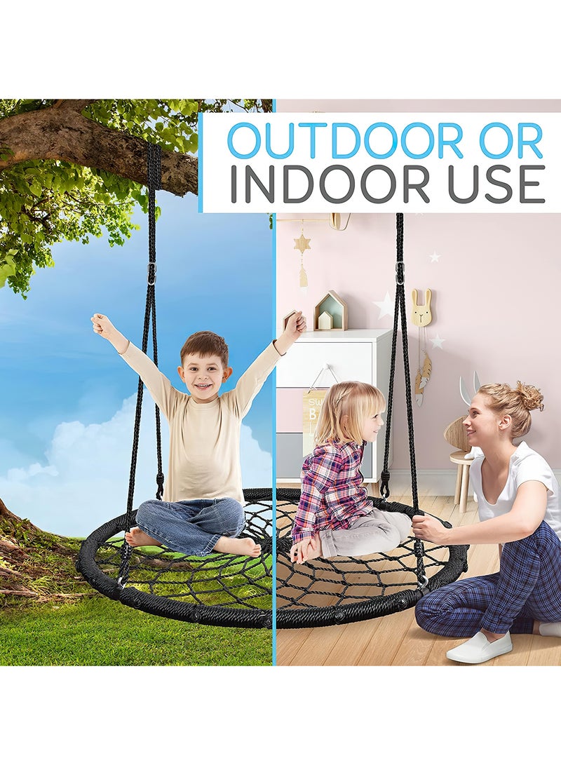 Funz Nest Web Net Tree Swing with Detachable Nylon Rope Durable Steel Frame, Max 300kg For Kids Outdoor, Backyard, Playground Red Color - Image 5
