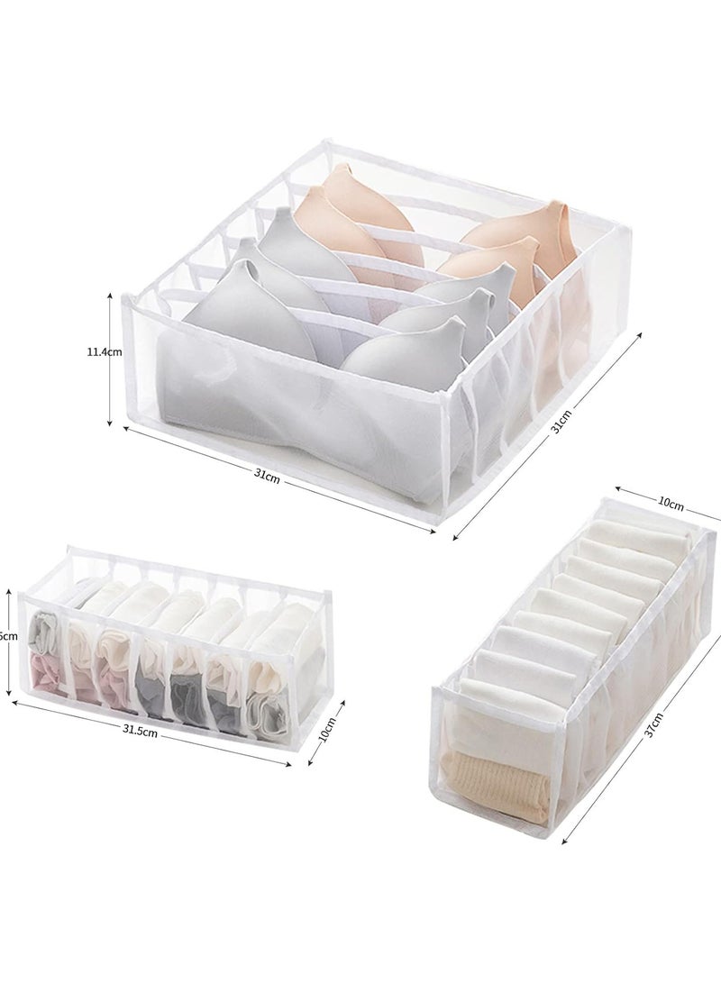 GGOOT Underwear Drawer Organiser Divider, 3 Pcs Drawer Organiser, Cabinet Storage Box, Wardrobe Closet Family Organization Drawer Storage Box Storage Underwear Bra Socks Panties (White) - Image 2