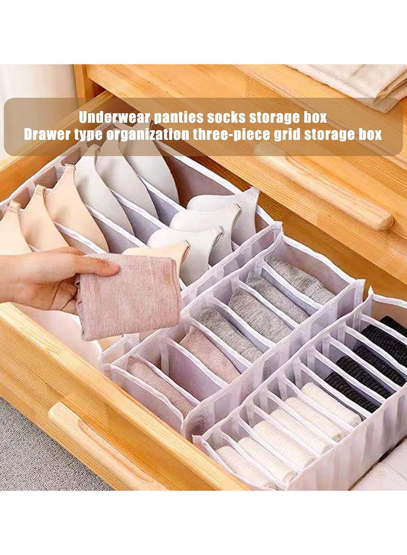 GGOOT Underwear Drawer Organiser Divider, 3 Pcs Drawer Organiser, Cabinet Storage Box, Wardrobe Closet Family Organization Drawer Storage Box Storage Underwear Bra Socks Panties (White) - Image 3