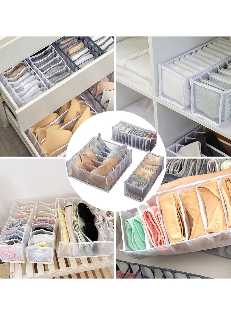 GGOOT Underwear Drawer Organiser Divider, 3 Pcs Drawer Organiser, Cabinet Storage Box, Wardrobe Closet Family Organization Drawer Storage Box Storage Underwear Bra Socks Panties (White) - Image 4