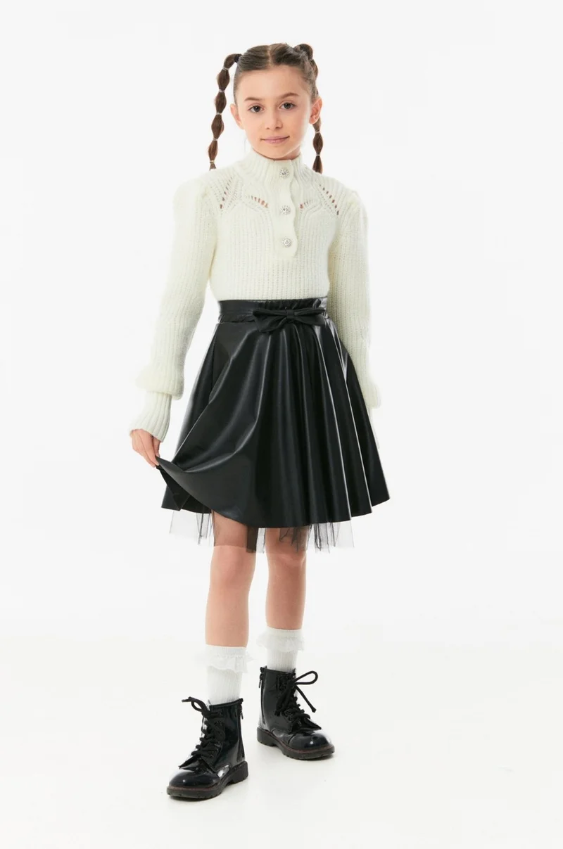 فولامودا Bow Faux Leather Girl's Skirt