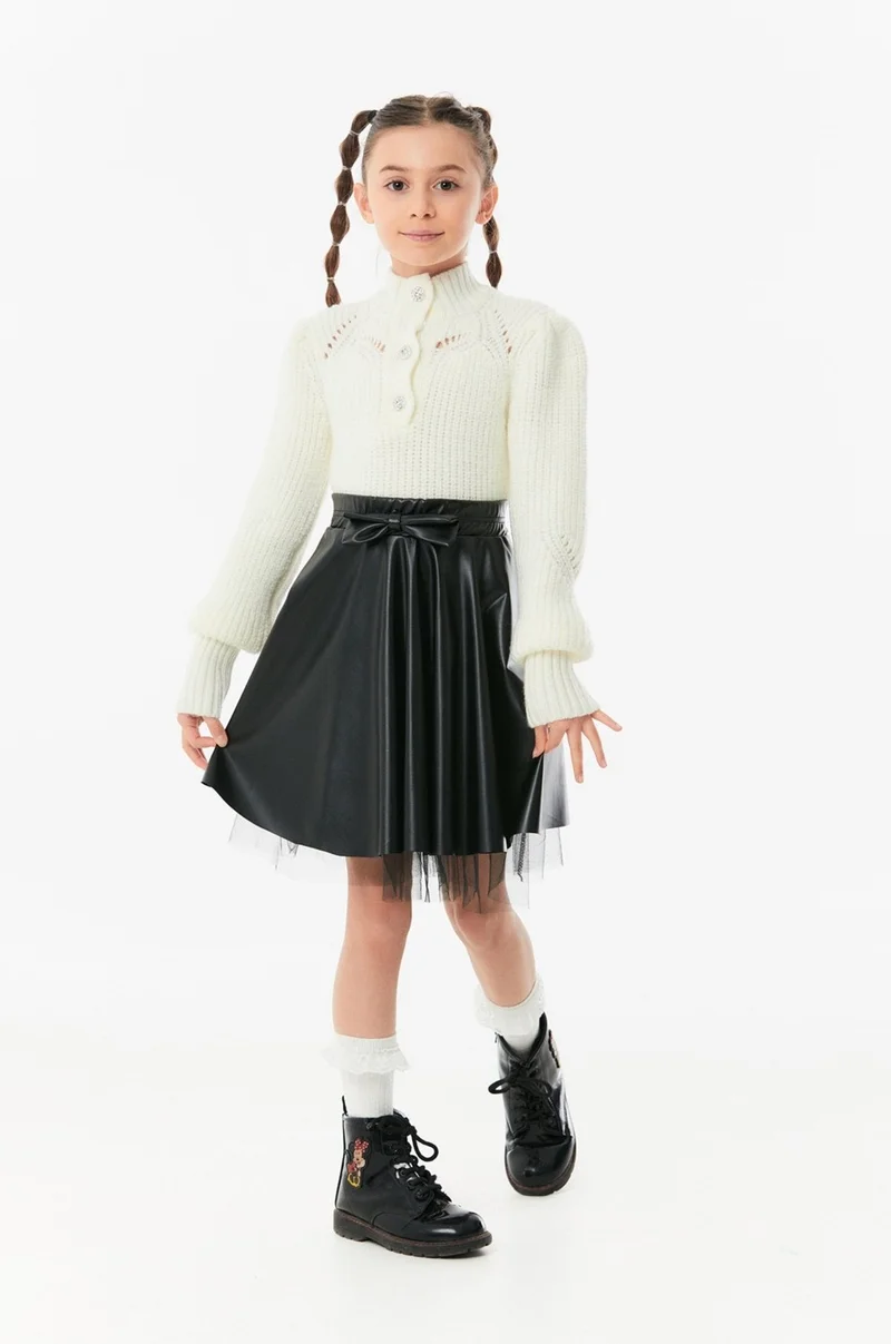 فولامودا Bow Faux Leather Girl's Skirt