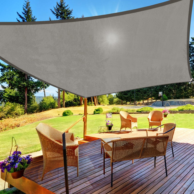 HappyTrends Sun Shade Sail,10'x 13' Heavy Duty UV Protection Beach Shade Canopy Wind sail,Tear and Rust Resistant Patio sail Shade for Yard Deck Lawn Garden Rectangle Sunshade(Grey) - Image 1
