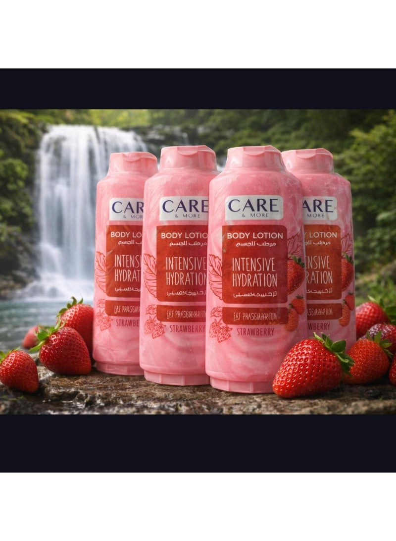 Care & More Intensive Hydration Body Lotion, Strawberry Scent, 150ml - Set of 3 - Image 3