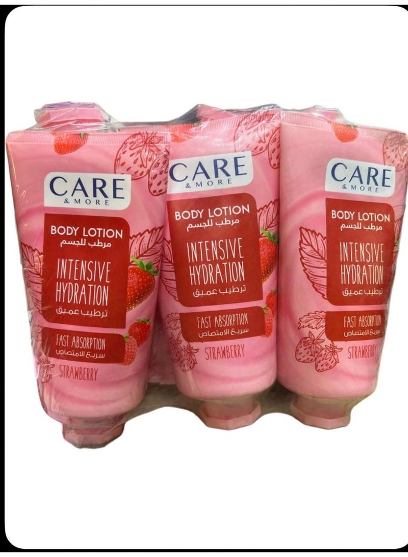 Care & More Intensive Hydration Body Lotion, Strawberry Scent, 150ml - Set of 3 - Image 1
