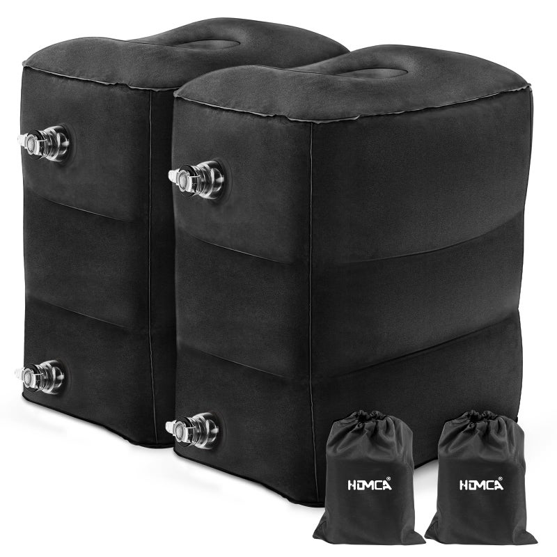 Inflatable Travel Foot Rest Pillow2 Packs Adjustable Height Leg PillowFast Inflating Airplane Bed for ToddlersFootrest Pillow for Office AirplaneTrainCarsHome Black