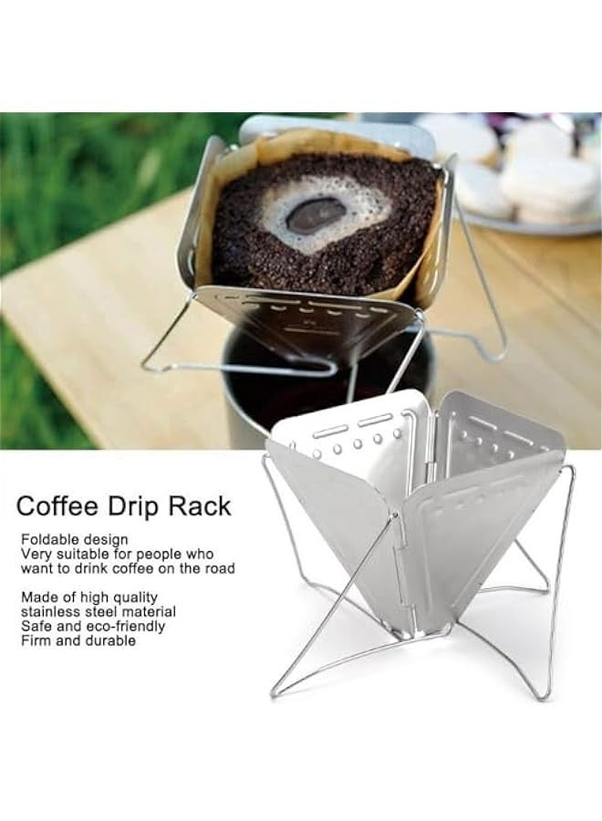 Folding Stainless Steel Reusable Coffee Cone Filter for Office Home Travel Picnic Camping - Image 3