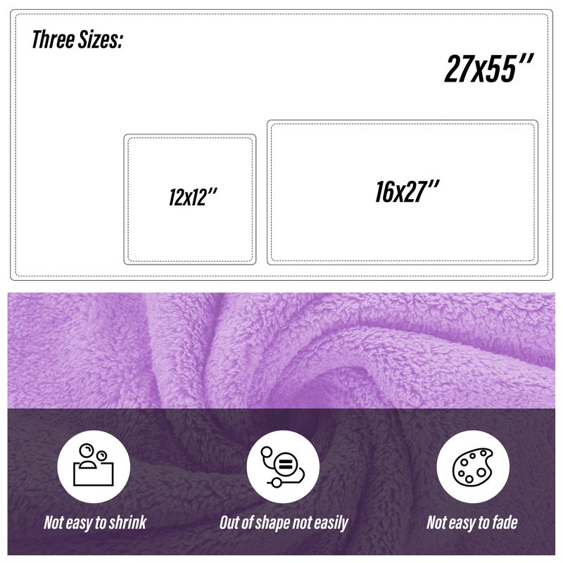MOONQUEEN Ultra Soft Towel Set-Quick Drying - 2 Bath Towels 2 Hand Towels 2 Washcloths-Microfiber Coral Velvet Highly Absorbent Towel for Bath Fitness,Bathroom,Sports,Yoga, Travel(Purple, 6 Pcs) - Image 2