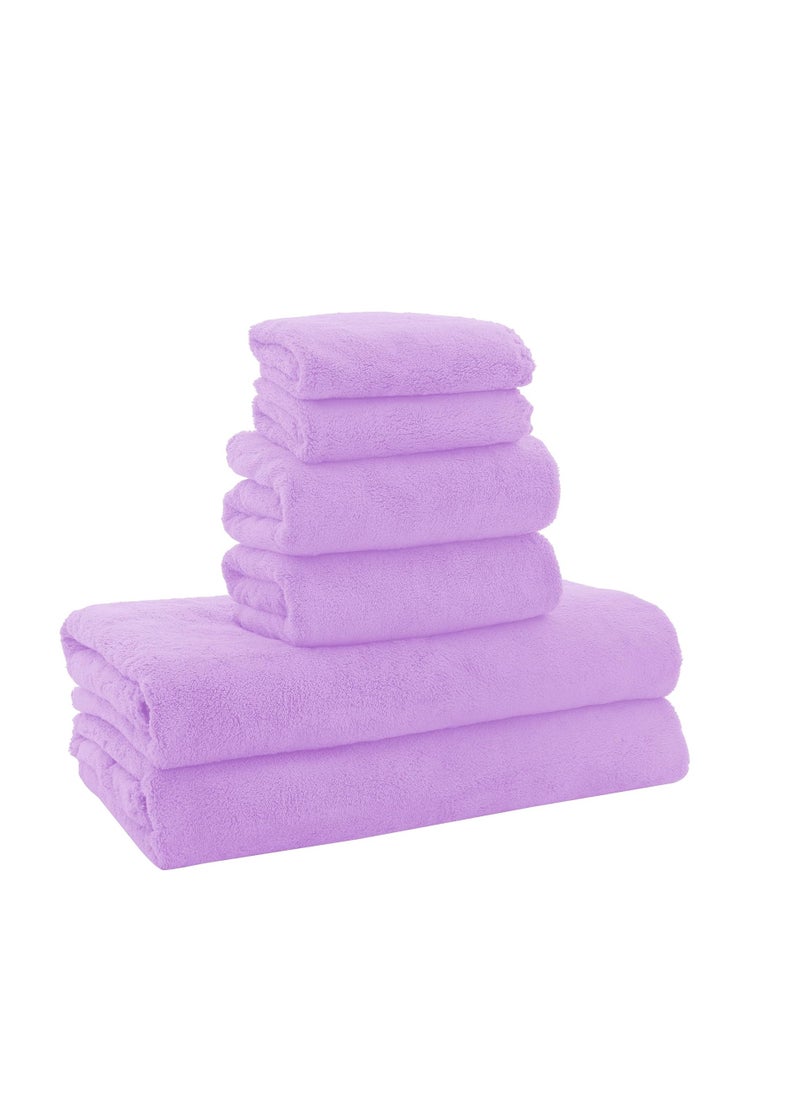 MOONQUEEN - MOONQUEEN Ultra Soft Towel Set-Quick Drying - 2 Bath Towels 2 Hand Towels 2 Washcloths-Microfiber Coral Velvet Highly Absorbent Towel for Bath Fitness,Bathroom,Sports,Yoga, Travel(Purple, 6 Pcs) - Image 1