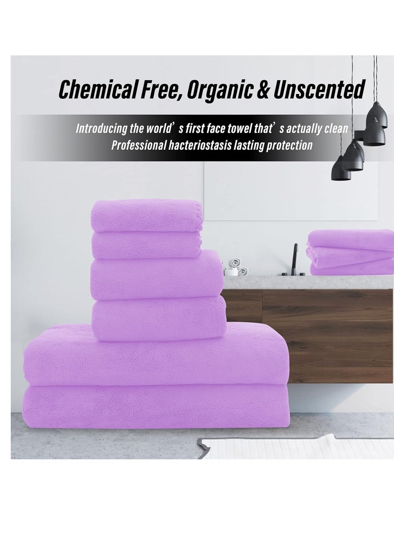 MOONQUEEN - MOONQUEEN Ultra Soft Towel Set-Quick Drying - 2 Bath Towels 2 Hand Towels 2 Washcloths-Microfiber Coral Velvet Highly Absorbent Towel for Bath Fitness,Bathroom,Sports,Yoga, Travel(Purple, 6 Pcs) - Image 1