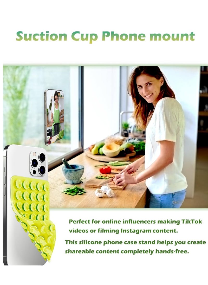 Mmmon Silicone Suction Cup Phone Case Mount Double Sided,Phone Accessories Hands-Free Strong Grip Holder for Selfies and Videos, Silicon Phone Stand for iPhone and Android(Green)  - Image 2