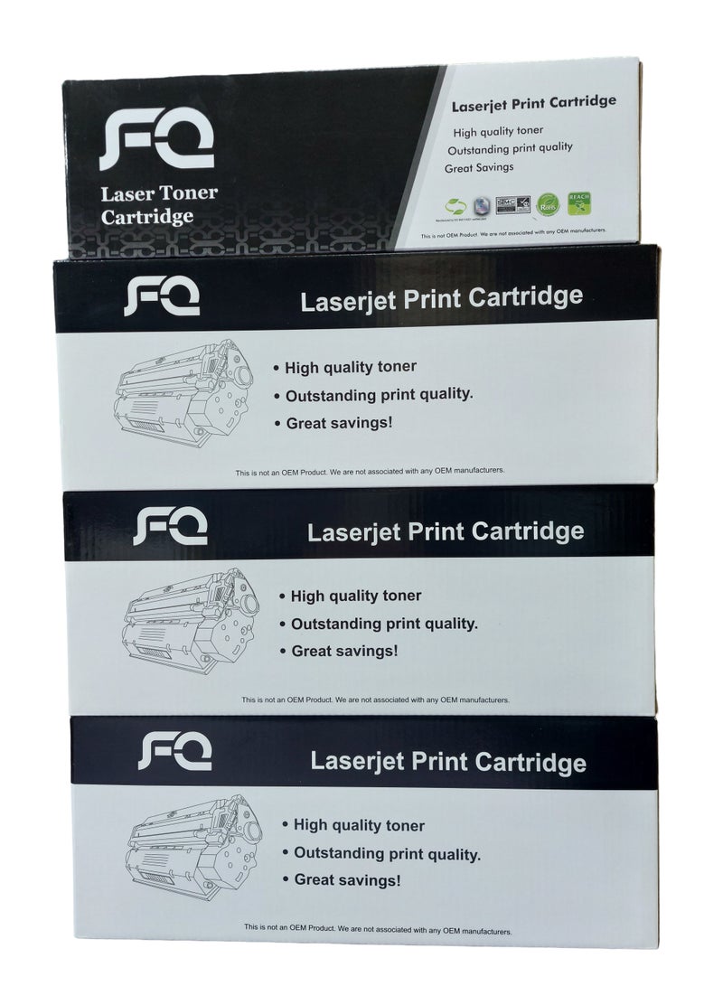 أف كيو حبر متوافق مع خرطوشة HP 130A حبر بديل لطابعات HP 130A CF351A CF352A CF353A حبر متوافق مع طابعة Laserjet Pro Color MFP M177fw M176n M177 M176 (1 أسود، 1 سماوي، 1 أرجواني، 1 أصفر، عبوة من 4 قطع) - Image 4