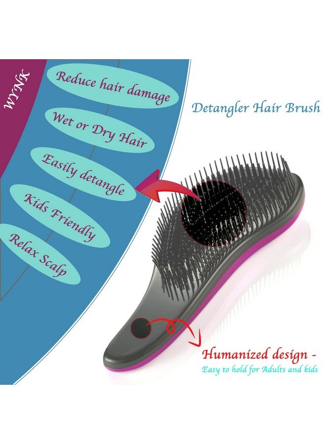 WYNK Hair Brush Detangler for Adults & Kids，Detangling Comb Hair Styling Tools & Appliances for Natural/Wavy/Curly/Coily/Wet/Dry/Oil/Thick/Straight/Long Hair(2Pack Blue Drops & Gradient Shell) - Image 5