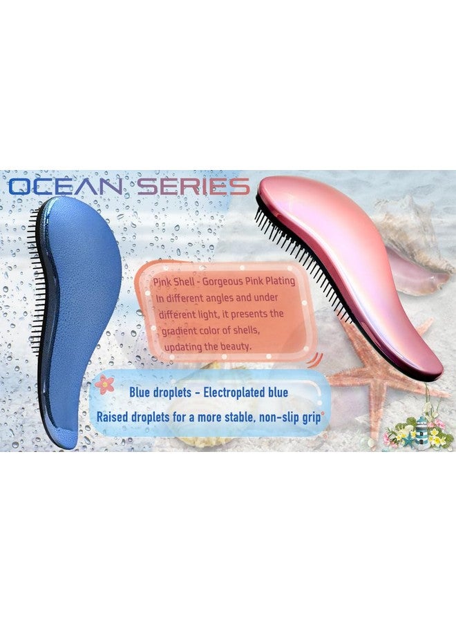 WYNK Hair Brush Detangler for Adults & Kids，Detangling Comb Hair Styling Tools & Appliances for Natural/Wavy/Curly/Coily/Wet/Dry/Oil/Thick/Straight/Long Hair(2Pack Blue Drops & Gradient Shell) - Image 2