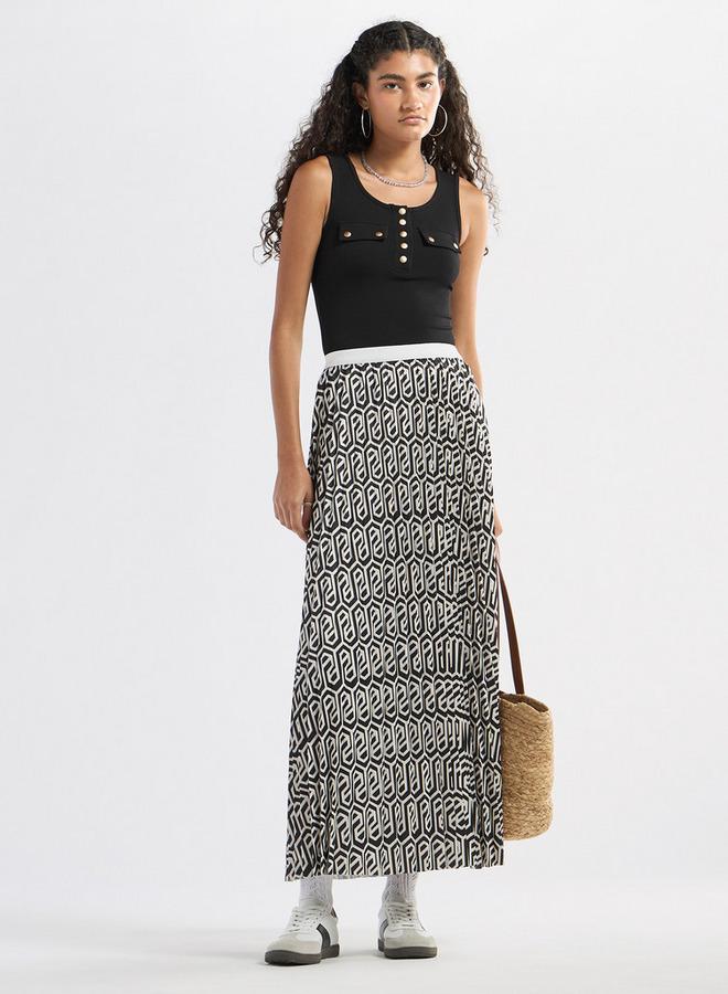 Splash FAV All-Over Print A-line Skirt with Elasticated Waistband - Image 2