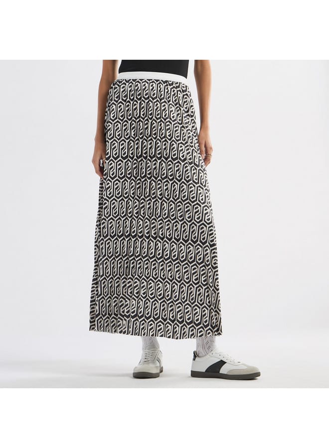 Splash FAV All-Over Print A-line Skirt with Elasticated Waistband  - Image 1