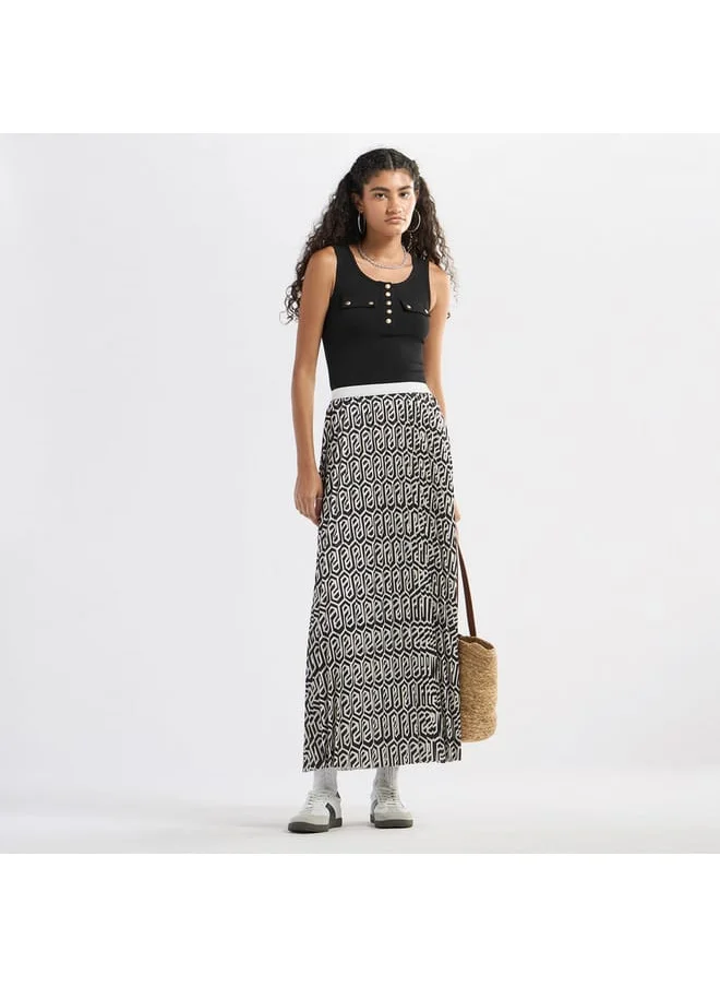 FAV All-Over Print A-line Skirt with Elasticated Waistband