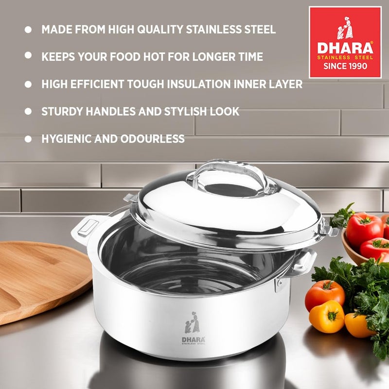 Dhara Stainless Steel Dhara Stainless Steel 2500 Ultra Insulated Double Walled Roti Server 1900ml Capacity | Airtight | Leak Proof | Stainless Steel Thermoware Insulated Hot and Warm Chapati Casserole | Ideal for Gifting  - Image 4