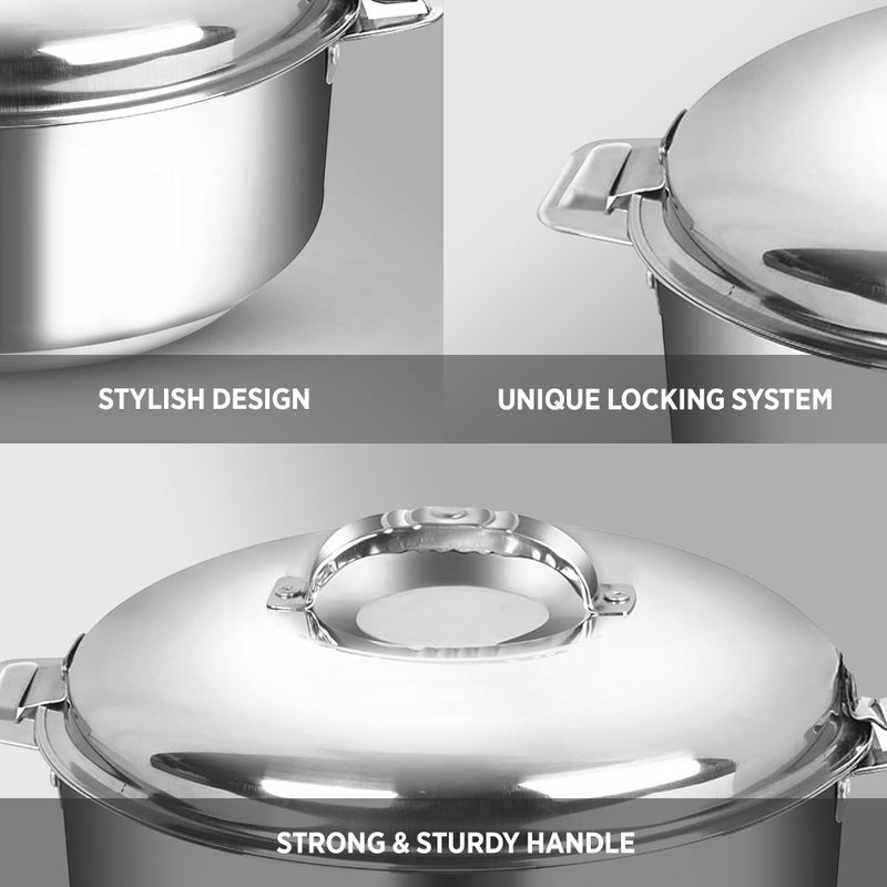 Dhara Stainless Steel Dhara Stainless Steel 2500 Ultra Insulated Double Walled Roti Server 1900ml Capacity | Airtight | Leak Proof | Stainless Steel Thermoware Insulated Hot and Warm Chapati Casserole | Ideal for Gifting  - Image 3