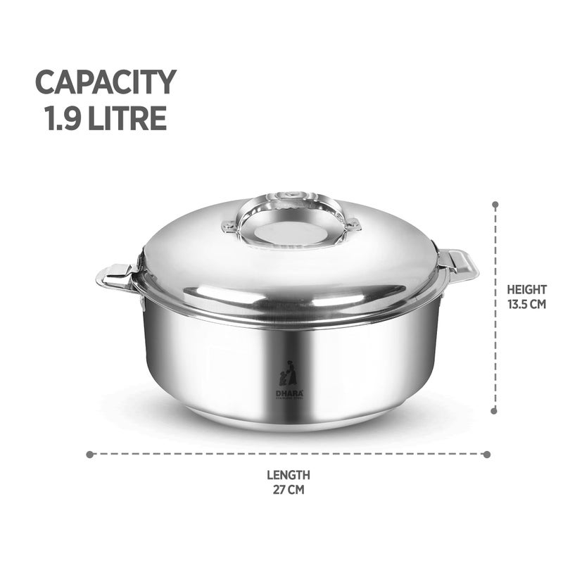 Dhara Stainless Steel Dhara Stainless Steel 2500 Ultra Insulated Double Walled Roti Server 1900ml Capacity | Airtight | Leak Proof | Stainless Steel Thermoware Insulated Hot and Warm Chapati Casserole | Ideal for Gifting  - Image 5