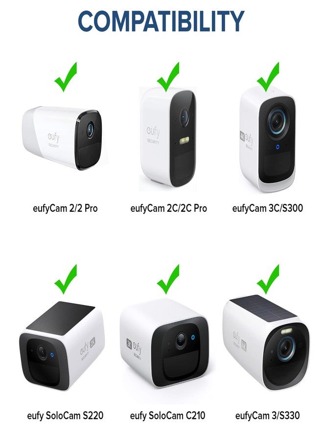 ALERTCAM 2Pack Wall Mount Compatible with eufyCam 2C/2C Pro, 2/2 Pro, 3C/S300, 3/S330, Also for SoloCam S220/C210, Adjustable Camera Mount Brackets for Eufy Camera Indoor/Outdoor - White - Image 2