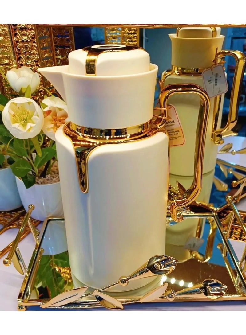 باصرة ترمس شاي وقهوة باصرة 1 لتر – يحافظ على الحرارة 12 ساعة والبرودة 24 ساعة، تصميم أنيق لون ابيض - Image 3