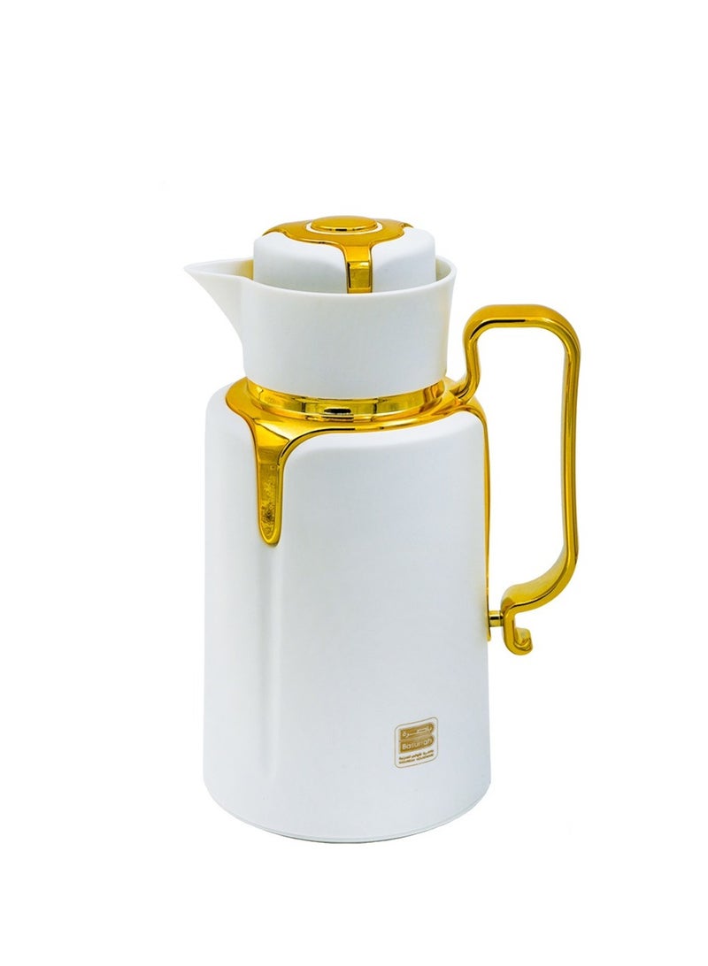 باصرة ترمس شاي وقهوة باصرة 1 لتر – يحافظ على الحرارة 12 ساعة والبرودة 24 ساعة، تصميم أنيق لون ابيض - Image 4