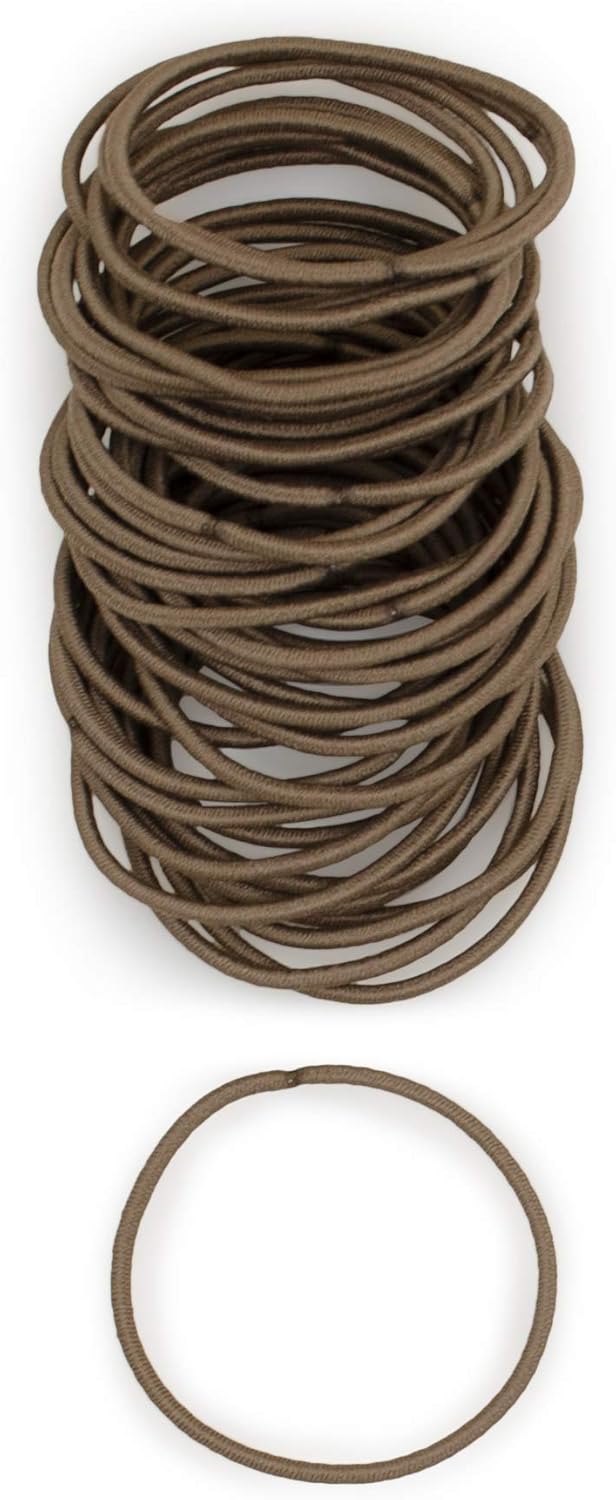 Heliums Thin Hair Elastics  Light Brown  2mm Ties for Thin Hair 175 Inch Medium Hold No Damage Ponytail Holders  40 Count