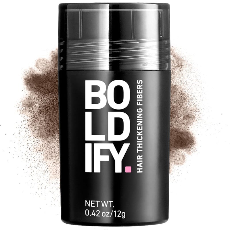 BOLDIFY Hair Fibers (12g) - Fill In Thinning and Fine Hair for an Instantly Fuller, Thicker Look - 14 Shades for Women & Men - Medium Brown - Image 1