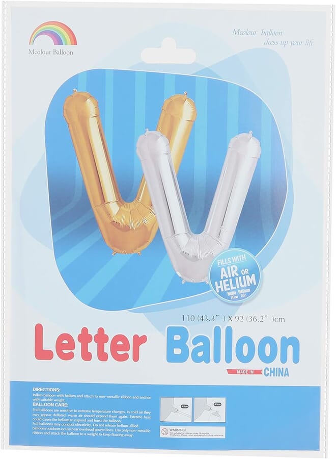 Mcolour Balloon Foil Balloon - Letter V, Silver