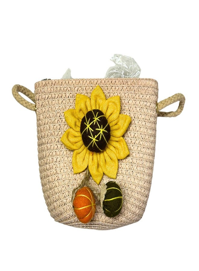 NITYAPUSHTA Jute Crossbody Sling Bag with Sunflower Design Cute Woven Shoulder Purse for Girls Small Handbag for Child - Travel, Outdoor, Party & Gift Use (Pink) - Image 1
