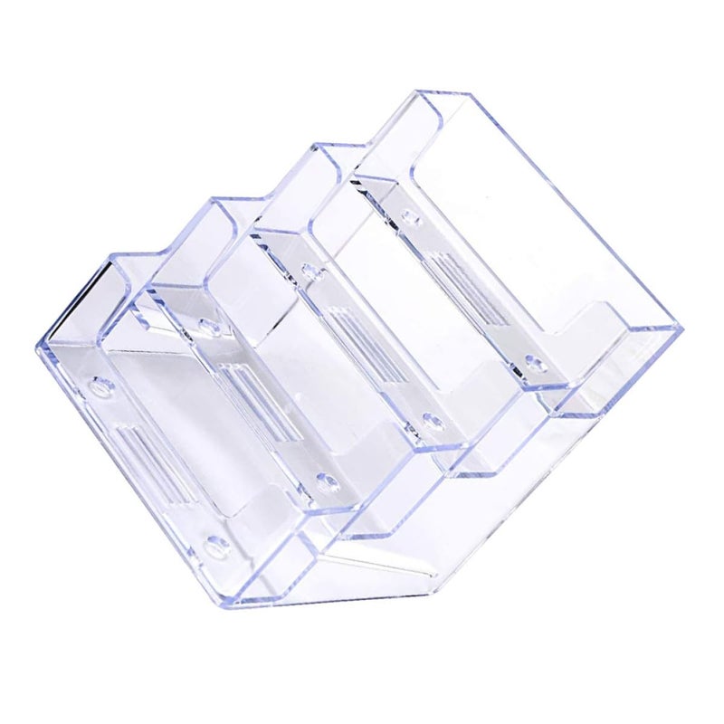 Acrylic Business Card Holder Stand with Four Grid Organizer Desktop Storage Case - Image 2